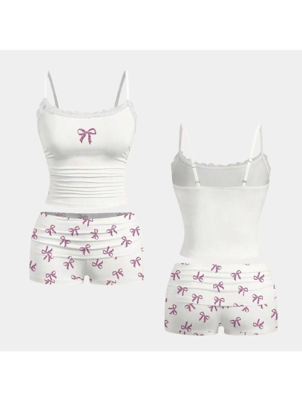 SHEIN Two Piece Sleep Set NEW SMALL Floral Pajamas Booty Shorts Tank Top Leopard